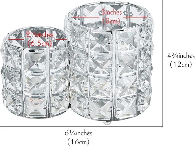 LUEXBOX Crystal Makeup Brush Holder Organizer, Cosmetic Makeup Brush Storage Container Cup for Table, Dresser, Bathroom, Bedroom Organization, One-Piece Circular Brush Organizer (silver)