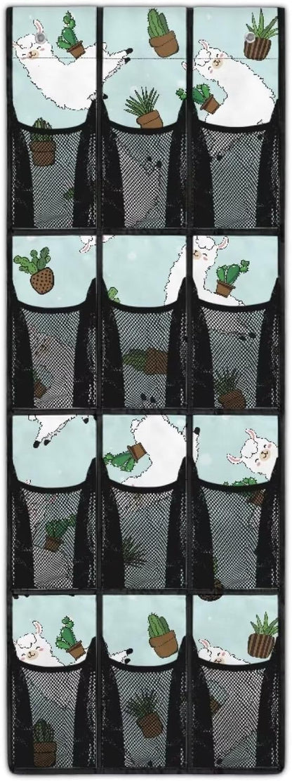 Alpaca Shoe Organizer Over The Door,12 Large Mesh Pockets Hanging Storage Shoe Rack,Hanging Shoe Rack for Door Sneaker Hanger Boot Storage,Breathable Organizer Storage Bag
