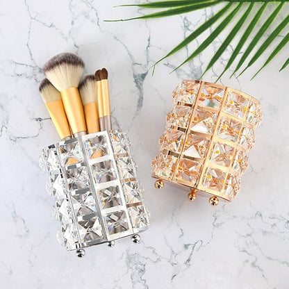 Miaowater Makeup Brush Holder Organizer Cosmetic Brushes Storage Eyeliners Eyebrow Pencil Container Cup (Silver)