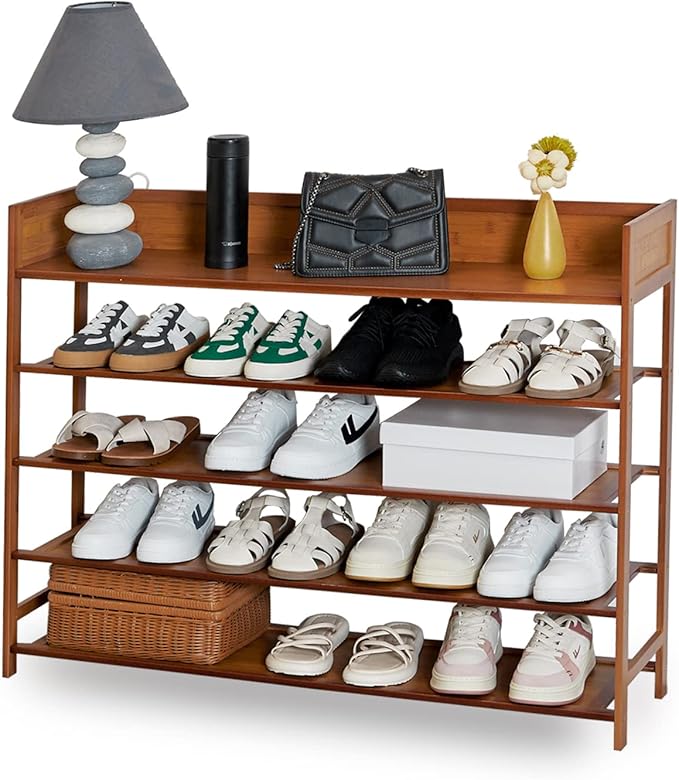 latifolia Bamboo Shoe Rack, 5-Tier Shoe Rack Organizer for Entryway, Living Room(Brown, 39.40''L)