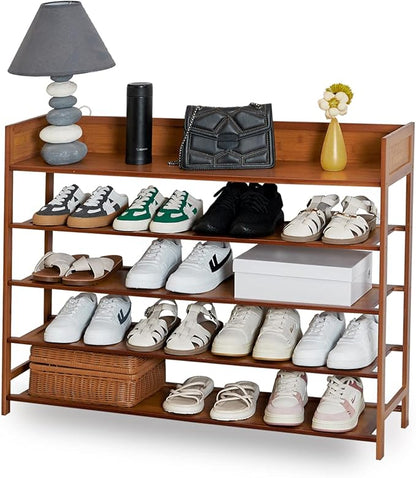 latifolia Bamboo Shoe Rack, 5-Tier Shoe Rack Organizer for Entryway, Living Room(Brown, 39.40''L)