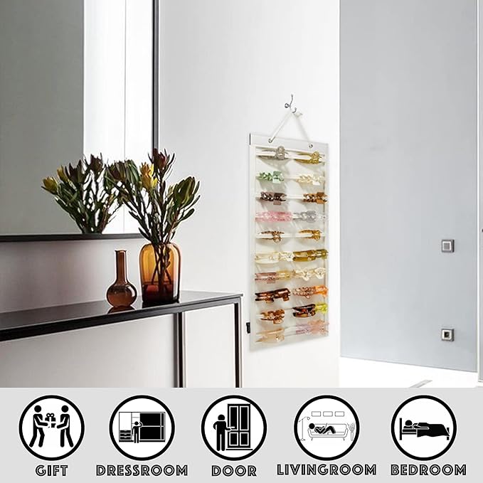 Hanging Hair Claw Clips Organizer, Claw Clips Organizers and Storage for Women Girls, Hair Claw Clips Holder for Wall, Door, Closet(NO ACCESSORIES INCLUDED)(Beige)