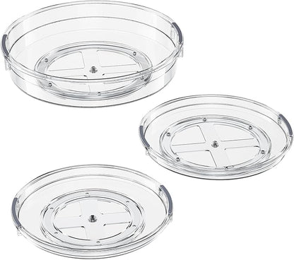 LAMU 3 Pack Lazy Susan Organizer Turntable for Cabinet, Pantry Organizers and Storage, Rotating Condiment Organizer for Kitchen, Table Top, Fridge, Countertop, Spice Organization, 9.25'' 10.6'' 12''