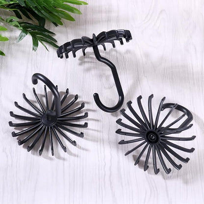 SEWACC 2pcs Rotating Neck Tie Holder Rotatable Plastic Closet Tie Hanger Belt Scarf Organizer Hooks Space-Saving Necktie Rack for Home Storage