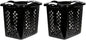 2 bushel laundry baskets with silver handles, black, 2-pack