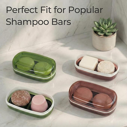 AIMAIAIMAI Shampoo Bar Holder Travel Case for Two Bars – Compatible with Kitsch Solid Shampoo & Conditioner Bars, Large Soap Container for Bathroom or Travel (1 Pack, Red Style A-Large)