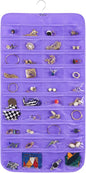 Bloss Hanging Jewelry Organizer, 80 Pockets Dual Sides Wall Jewelry Organizer Storage Dorm Room Essentials for Girls Necklace Organize And Earring Holder Hang on Closet/Door (Purple)