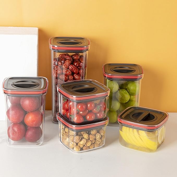 Cereal Storage Box,Large Capacity Airtight Food Storage Containers,Plastic Cereal Storage Containers for Kitchen Organizer Black600ML