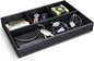 GORESE Faux Leather Valet Tray for Men, Stackable Jewelry Trays Drawer Organizer Tray Nightstand Organizer for Men, EDC Tray for Key, Wallet, Sunglass, Watch, Coin, Phone, Cologne - Black