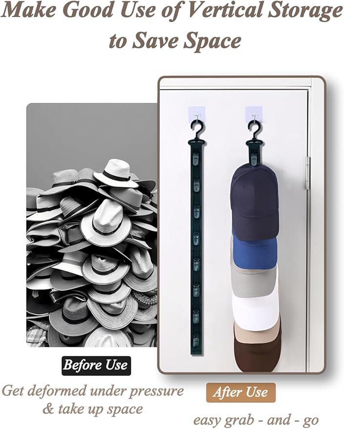 Hat Organizer for Baseball Caps, Hat Storagefor Closet Hook, Wall and Door Baseball Hat Organizer 1 Pack