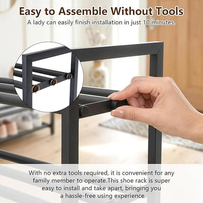 jessie 2-Tier Expandable Shoe Rack, Heavy Duty Metal Freestanding Shoe Shelf Storage Organizer for Entryway Closet Doorway (2 layer)