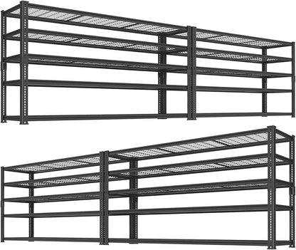ROOMTEC Garage Shelving, 4 PCS 3300 LBS Capacity Sorage Shelves Heavy Duty, 5 Tier Adjustable Metal Organizer Wire Rack, 60" L x 24" W x 78" H Utility Shelf Unit for Kitchen Pantry