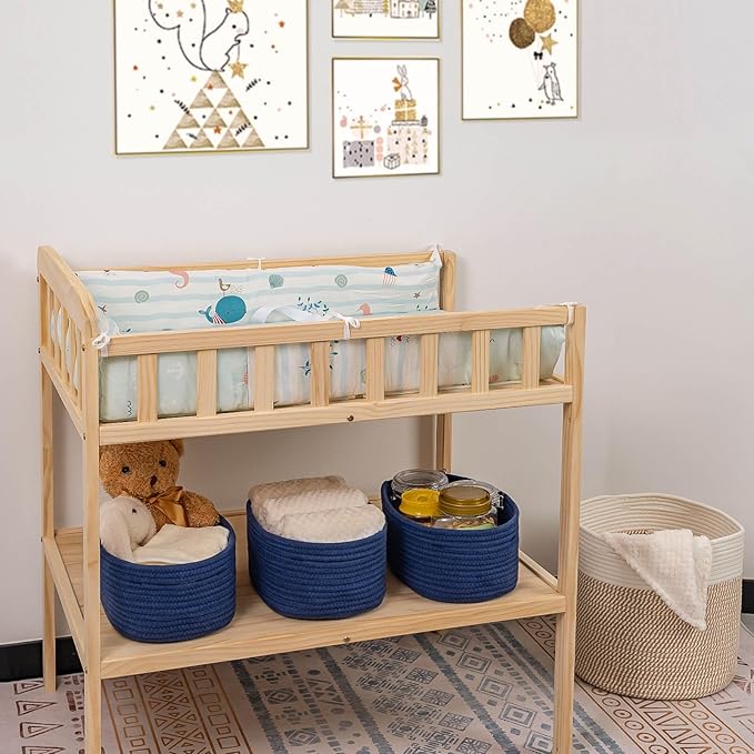 CubesLand Storage Basket, Cotton Rope, Navy Blue, 2 Pack, Organizing/Storage, Closet, Shelves, Decorative