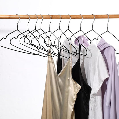 Wesiti 100 Pcs Metal Wire Non Slip Hangers for Clothes Space Saving Hanger Strong 15.7 in Triangle Clothes Coat Suit Bridal Boutique Dress for Closet Dorm Rack(Black)