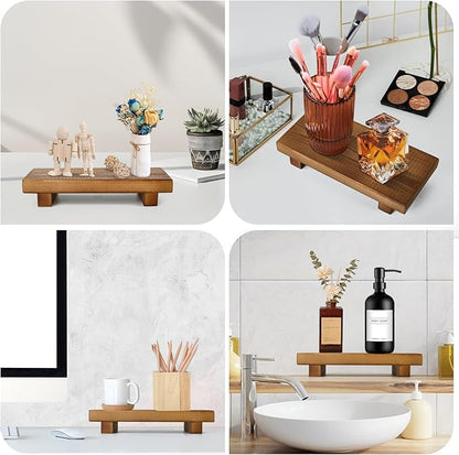 Handmade Solid Wood Soap Riser Stand - Rustic Farmhouse Style Tray for Kitchen, Bathroom & Home Décor | Stable Wooden Soap Holder & Countertop Organizer (10x4.7 Inch)