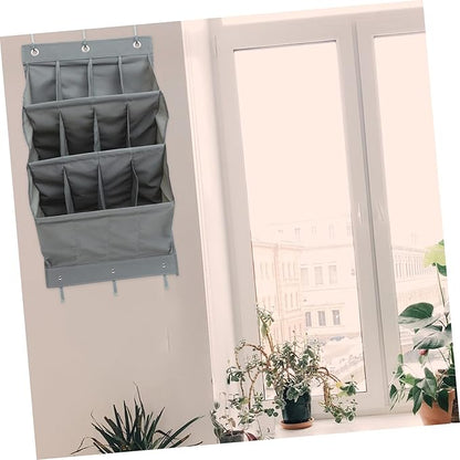 Multi Layer Hanging Storage Pouch for Door Back Oxford Cloth Multi Function Organizer with Compartments Large Capacity Closet Bag for Shoes Accessories Items Tear Resistant Gray