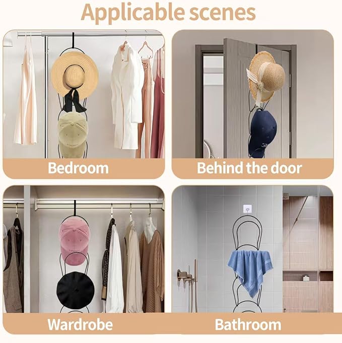 10 Piece Set Wig Organizer Wig Storage Rack, Saves Space, Used for Storing Wigs Behind Doors, Wardrobes, Walls, Bathroom Hat Racks, and Hanger Style Wigs (Black)