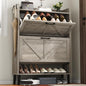 HOMEFORT Shoe Storage Cabinet for Entryway, 30" Freestanding Organizer with Two Flip Drawers, Narrow Hidden Shoe Rack with Wood Legs, Farmhouse Shoe Cabinet for Front Door Entrance,Washed Gray
