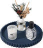 Round Bathroom Tray Silicone Kitchen Counter Decor Vanity Organizer Decorative Coffee Table Tray for Perfume, Candle, Soap Dish, 9 Inch, Dark Blue