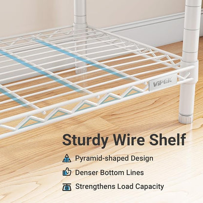 VIPEK X2 Expandable Reach-in Closet Racks Adjustable from 3'3" to 4'8" Portable Open Walk-in Closet Rack System with Flexible Shelves and Hanger Rods Clothing Rack for Hanging Clothes, White