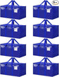 8 Pack Extra Large Heavy Duty Moving Bags, Blue Storage Bins with Lids, Reinforced Handles & Heavy-Duty Zippers Moving Boxes Storage Bags Totes for Clothes Packing, Dorms, College Supplies, Blue
