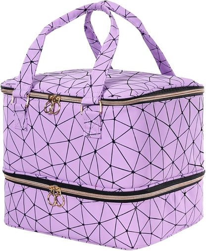 Uross Nail Polish Organizer Bag Holds 42 Bottles Nail Polish & Nail Lamp, Gel Nail Polish Organizers and Storage box for Nail Tech, Nail Kit Supplies Organizer Case - Purple