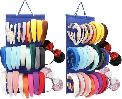Hanging Headband Holder For Girls,Felt Headband Organizer Headband Storage Holder Organizer For Headband (Without Headbands) (Blue)