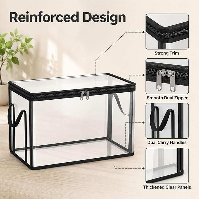 Large Clear Thick Plastic Storage Box with Hinged Lid, Moving & Storage, Large Clear Thick Plastic Storage Box with Hinged Lid, Perfect for Home, Camping, Travel (4, Small, Gray)