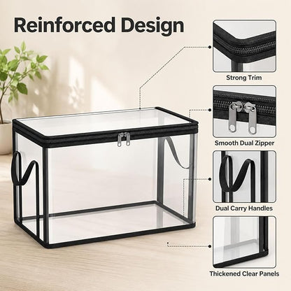 Large Clear Thick Plastic Storage Box with Hinged Lid, Moving & Storage, Large Clear Thick Plastic Storage Box with Hinged Lid, Perfect for Home, Camping, Travel (4, Small, Gray)