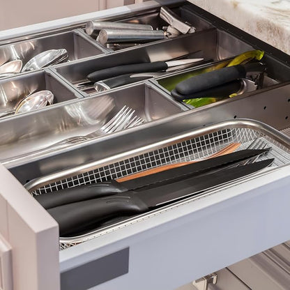 Cabilock Stainless Steel Utensil Drying Rack: Utensils Drawer Organizer - Dishwasher Silverware Drainer Basket, Chopsticks Spoons Forks Knifes Cutlery Storage for Kitchen Counter