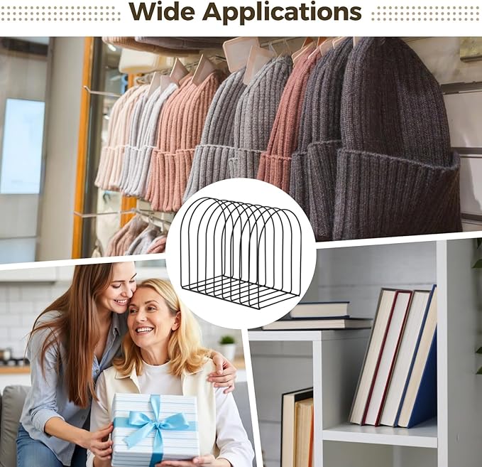 OMISTAR 2 Pcs Hat Storage Racks, 10.2 in Sturdy Beanie Holder Organizer for Desktop, Iron Knitted Hat Storage Rack, Winter Swimming Hat Display Rack, Metal Display Stand for Book