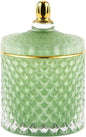 ALAMHI Candy Dish with Lid Glass Decorative Box, Vintage Jewelry Box, Small Candy Jar with Lid Crystal Apothecary Decor Box, Birthday Gifts For Friends Female (Green)