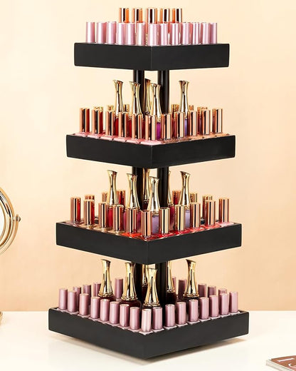 Homde Nail Polish Organizer for 86-123 Bottles, 360 Rotating Nail Polish Rack Holder, Display Storage Shelf for Fingernail Stand and Essential Oil, Gifts for Women Girls- Bamboo,Black