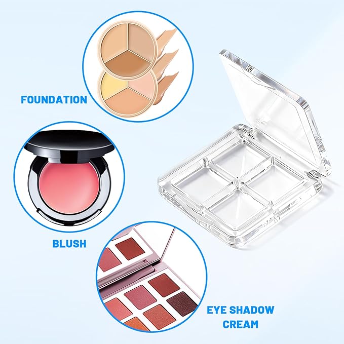 4-Pack Empty Lipstick Palette - 4 Grid Clear Empty Makeup Palette Cases - Highlighters Sample DIY Eyeshadow Powder Blush Lipstick Boxes - Travel Eye Shadow Dispensing Storage Container