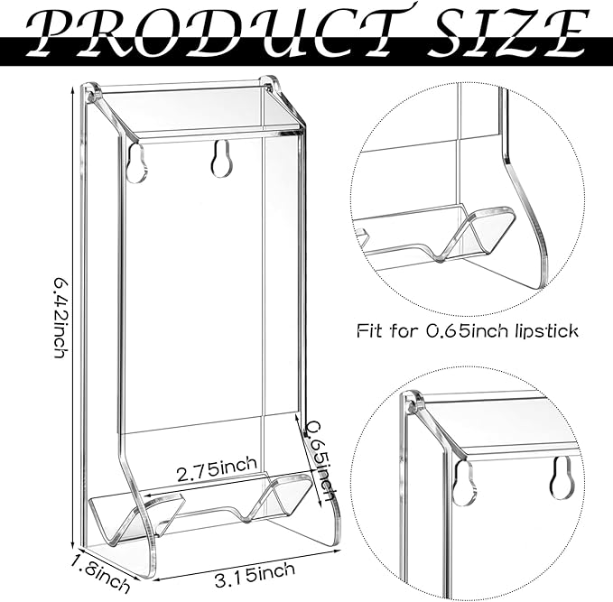 Weysat 2 Pcs Lip Balm Display Clear Acrylic Automatic Dispenser Lip Balm Holder Organizer for Lipsticks & Glosses Freestanding Countertop Storage for Retail Salon and Home Use (Single Slot)