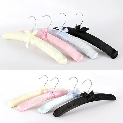 5 Pack Satin Padded Hangers for Women Clothing, Anti Slip Sponge Fabric Clothing Hangers Coat Racks for Sweater, Coat, Suit, Dress (White)