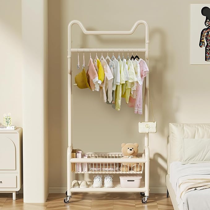 ManGotree 11.8'' Baby Velvet Hangers with Movable Clips, Non-Slip Kids Felt Hangers, Ultra-Thin Space-Saving Children's Clothes Hangers for Skirts, Pants, Dresses, Shirts, Jackets (28 Pack, White)