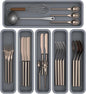 6 Pack Silicone Drawer Organizer for Kitchen, DIY Free Combination Silverware Organizer, Utensil Drawer Organizer, Moisture-proof and Heat-resistant up to 200°C, Anti-slip Design (Grey)