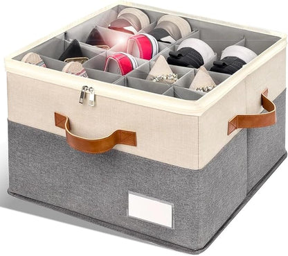 for Shoe Organizer for Closet, Foldable Shoe Storage Bins with Clear Cover