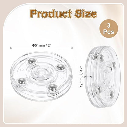 uxcell 3Pack Acrylic Lazy Susan Turntable, 2" Spinner Lazy Susan Turntable Organizer, Acrylic Ball Bearing Rotating Tray for Pantry Spice Rack Decorating, Clear
