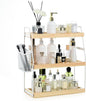 Uneviesyka Bathroom Counter Organizer, 3-Tier Standing Storage Shelf with Basket, Wood Tray for Skincare Vanity Organizer(White)