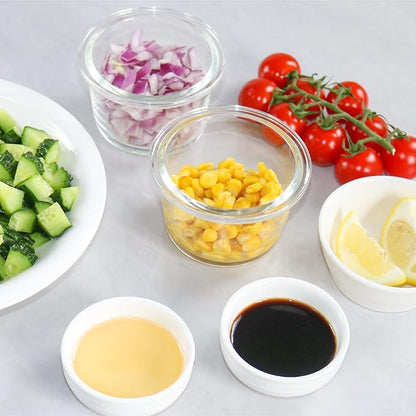 Set of 6 Small Glass Storage Containers, 7 oz Food Containers with No-Spill Lids, Thick Glass Jars for Meal Prep, Baby’s Snacks, Leftovers and Sauces, Dishwasher & Microwave Safe