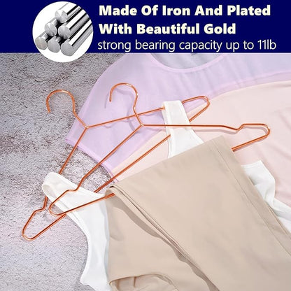 Amber Home 20 Pack 17" Rose Gold Strong Metal Hanger, Copper Clothes Hangers, Heavy Duty Coat Hangers, Standard Suit Hangers for Jacket, Shirt, Dress (Copper, 20)