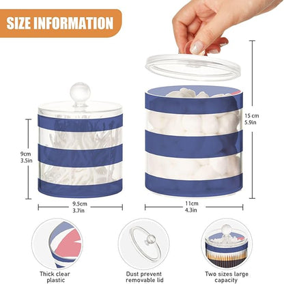 DOMIKING Cuba Flag 2 Pack Bathroom Canisters Cotton Swab Holder Dispenser Plastic Cotton Ball Jar Acrylic Storage Containers for Cotton Swab Cotton Ball Cotton Round Pads