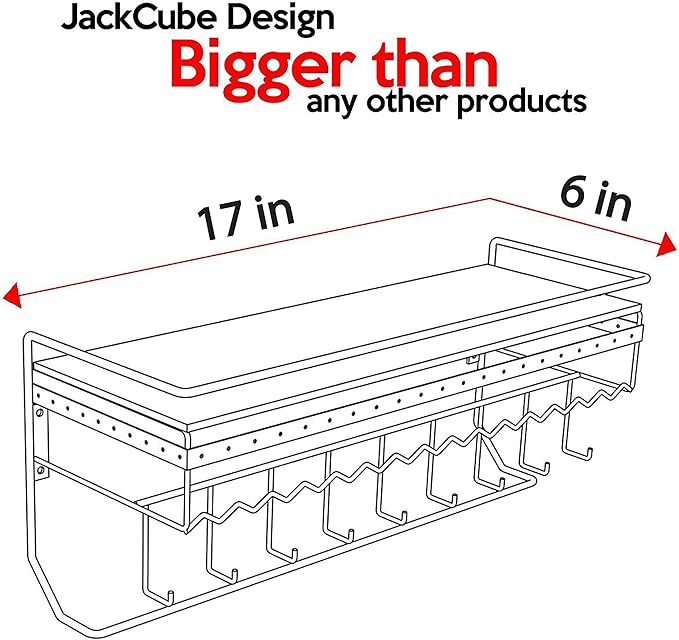 JackCubeDesign Gothic Wall Mounted Jewelry Organizer - Hanging Necklace, Earring, Bracelet Holder with Hooks and Shelf - Goth Room Decor, Iron Jewelry Display Storage Rack for Bedroom & Closet-MK238A