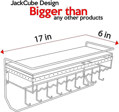 JackCubeDesign Gothic Wall Mounted Jewelry Organizer - Hanging Necklace, Earring, Bracelet Holder with Hooks and Shelf - Goth Room Decor, Iron Jewelry Display Storage Rack for Bedroom & Closet-MK238A