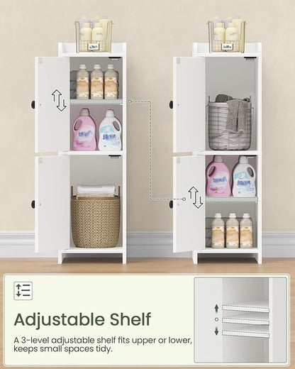 CHOEZON Toilet Paper Cabinet, Small Corner Floor Cabinet, Freestanding Toilet Paper Storage Cabinet with 2 Doors, Narrow Bathroom Cabinet, for Small Spaces, Bathroom, Living Room, Kitchen, White