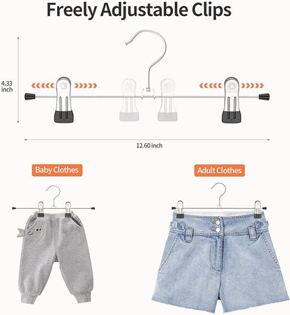 Pants Hangers with Clips: 30 Pack Skirt Hangers for Women Metal Adjustable Trouser Hangers for Jeans Shorts Dress - Black
