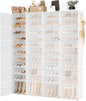 Portable Shoe Rack Organizer with Door, 96 Pairs Shoe Storage Cabinet Easy Assembly, Plastic Adjustable Shoe Storage Organizer Stackable Detachable Free Standing DIY Expandable 12 Tier White
