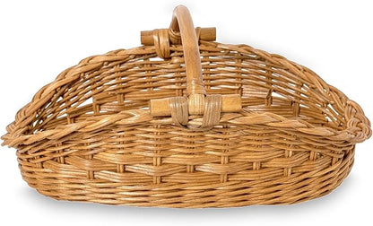 The Basket Lady Wicker Gathering Basket, Small, 18.5 in L x 10 in W x 9 in H, Sandstone (Sold Individually)